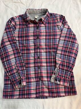 L.L. Bean Fleece Lined Flannel Shirt Jacket Shacket Size S